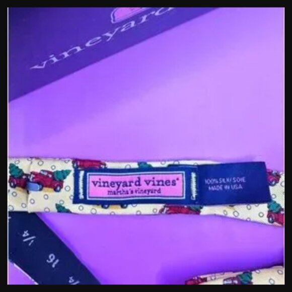 Vineyard Vines Boys Silk Bow Tie Yellow Woody Tree Print 10-14 Adjustable NWT - Picture 5 of 6